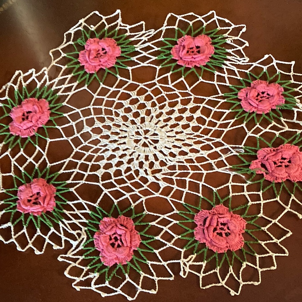 Hand crocheted doilie